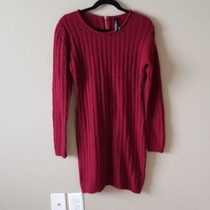 Bodycon sweater dress warm cute full sleeves red